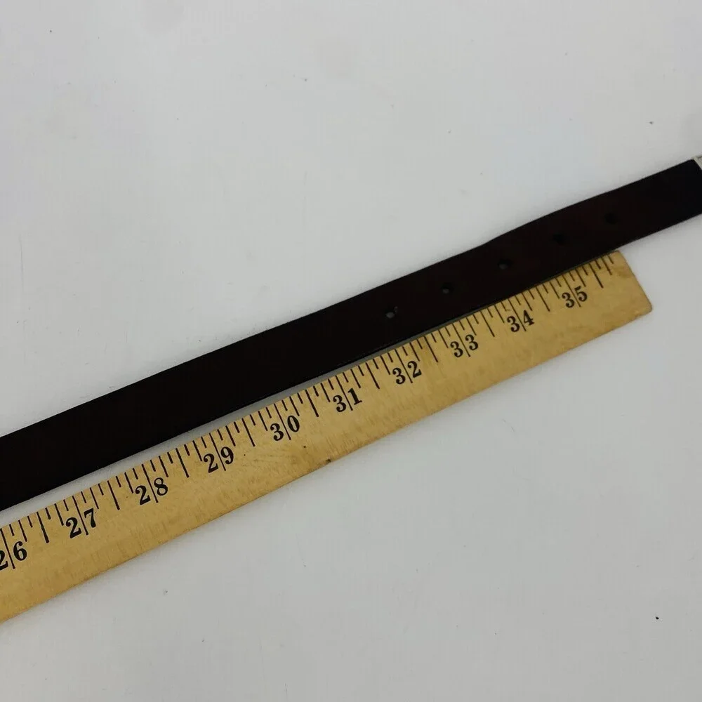White House Black Market Brown Leather Silver Buckle Western Hip Fit Belt Small